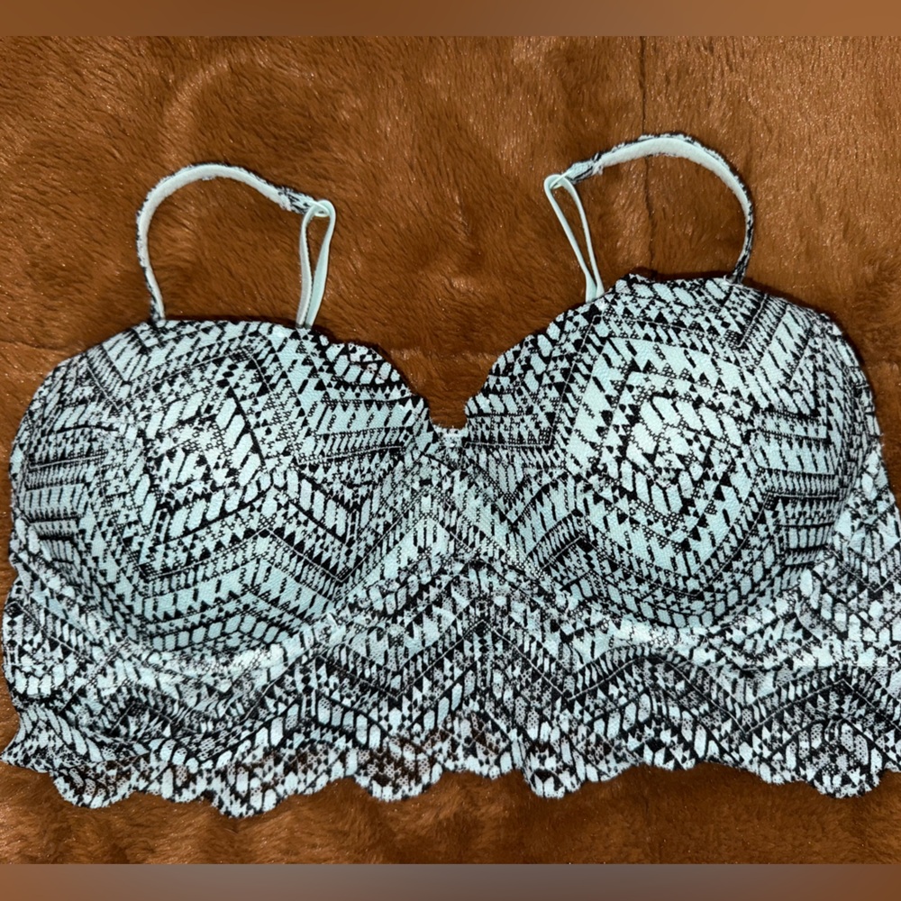 PINK Victoria's Secret Black and Light Blue Bralette